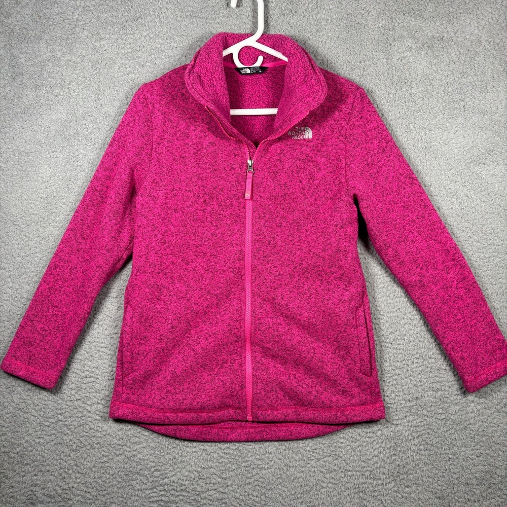 The North Face Jacket Girls XL Pink Crescent Full Zip Sweater Fleece Heathered